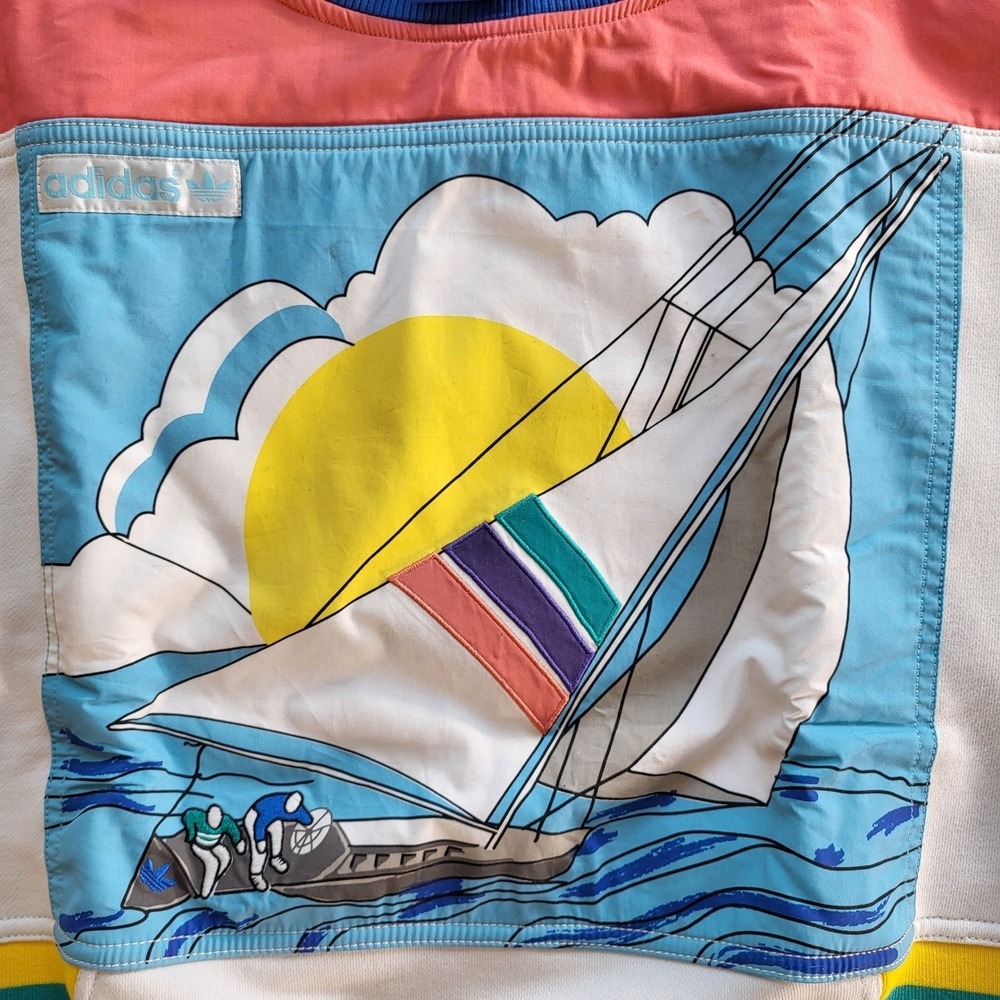 Adidas Originals Sailing Crew Sweatshirt White Multi AJ7405 Mens Small NWT - Picture 4 of 16